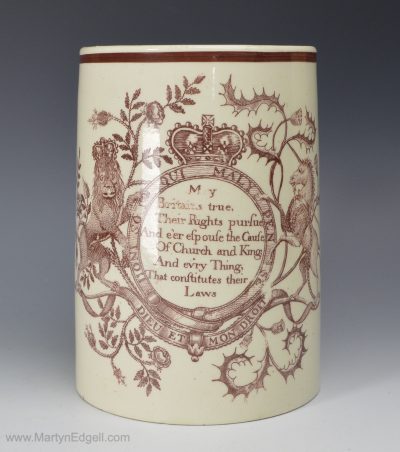 Commemorative creamware mug