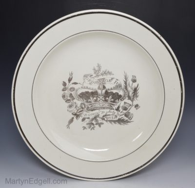 Creamware commemorative plate
