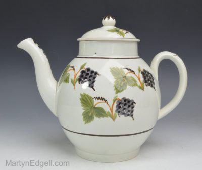 Prattware pottery teapot