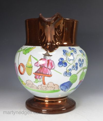 Copper lustre jug