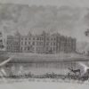 English porcelain plate decorated with a bat print of Longleat, circa 1830