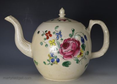 Staffordshire saltglaze stoneware teapot, circa 1760