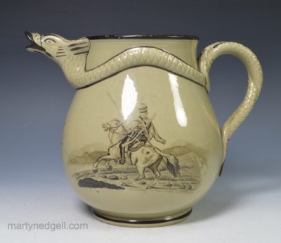 Drabware pottery commemorative jug printed with Cossacks, circa 1812
