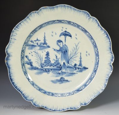 Pearlware pottery shell edge plate, circa 1800