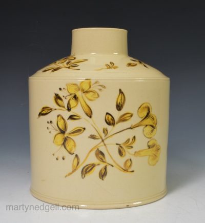 Creamware pottery tea canister, circa 1780
