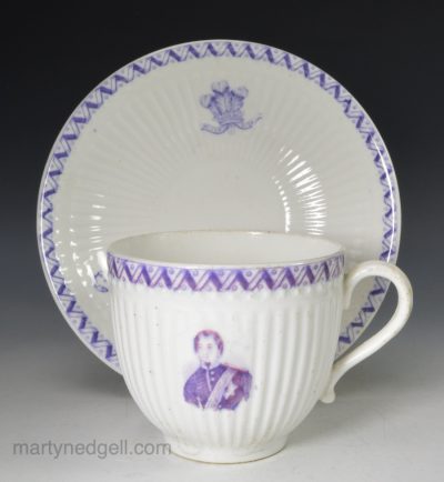 Porcelain commemorative cup and saucer for the marriage of Edward Prince of Wales and Alexandria, circa 1862