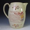 Large creamware pottery serving jug "BRITANNIAS address on the Death of LORD NELSON", circa 1805