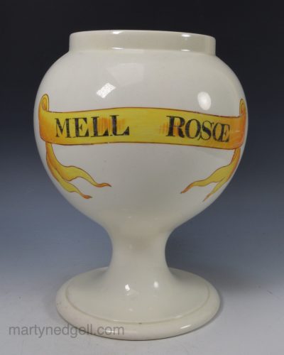 Spode creamware pottery wet apothecary jar, circa 1820