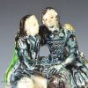 Creamware pottery group, "Lovers" decorated with colours under the glaze, circa 1750-55