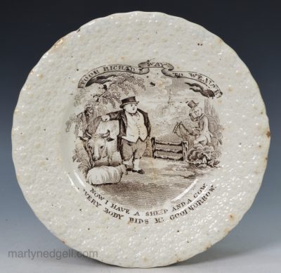 Pearlware pottery child's plate "Poor Richard's Way To Wealth", circa 1840