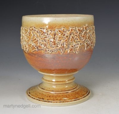 Saltglaze stoneware goblet, circa 1840, Brampton Pottery