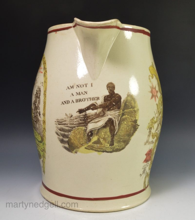 Creamware anti slavery jug