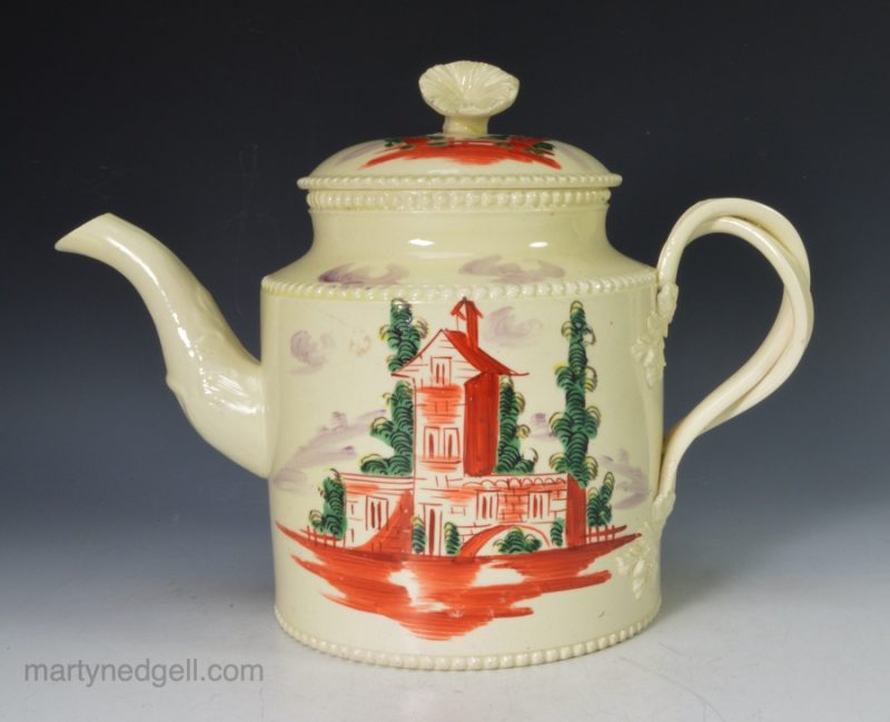 Creamware pottery teapot