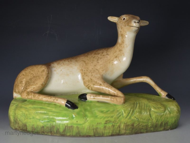 Creamware pottery model of a deer, circa 1820, probably Swinton