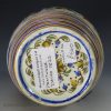Pearlware pottery barrel decorated with Pratt colours under the glaze, dated 1822
