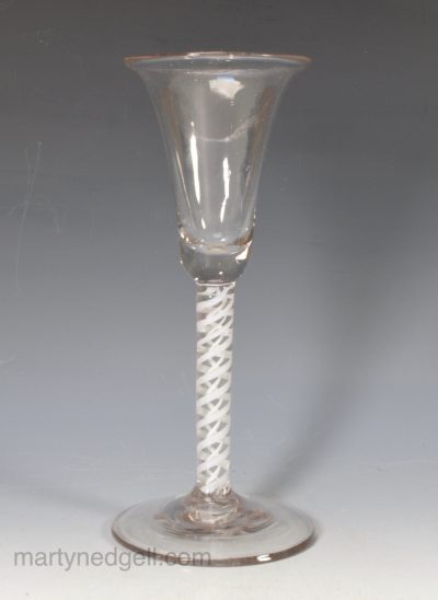 Opaque twist wine glass, Continental soda glass, circa 1780