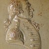 Salt glaze stoneware commemorative plaque of Admiral 1st Earl Howe, circa 1840, Brampton