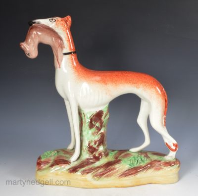 Staffordshire pottery model of a greyhound, circa 1920