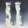 Pair of pearlware pottery figural spill vases, circa 1790