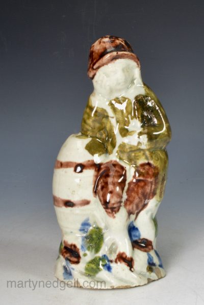 Pearlware pottery figure of a man, circa 1790