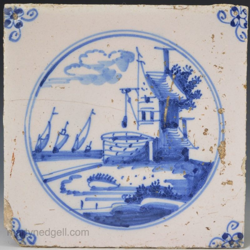 Dutch Delft tile, circa 1740