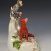 Staffordshire porcelain inkwell Aesop's fable The Monkey and the Fox, circa 1830