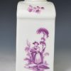 Continental porcelain tea canister painted with peasants, circa 1750, probably Meissen