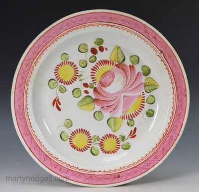Small Queen's rose pattern pearlware plate, circa 1820