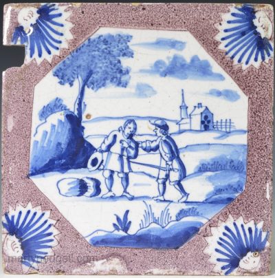 London delft tile, circa 1750