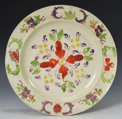 Small pearlware plate with a Act of Union moulded border, circa 1820