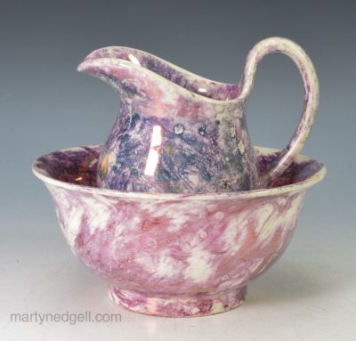 Miniature moonlight lustre jug and bowl, circa 1820