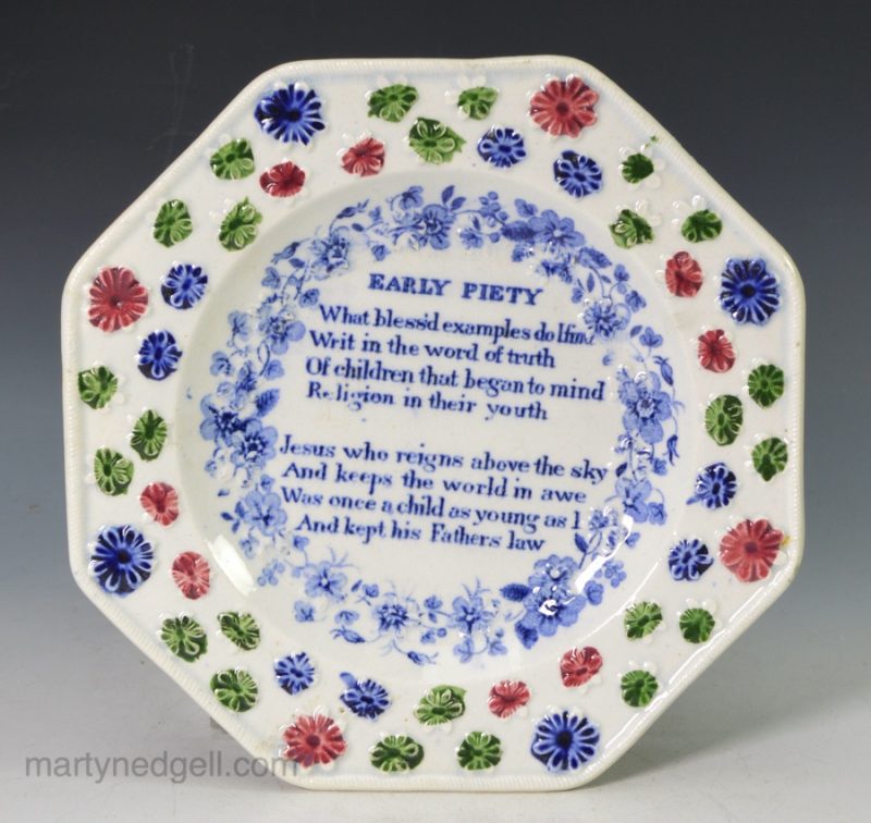 Pearlware pottery child's plate "Early Piety", circa 1820