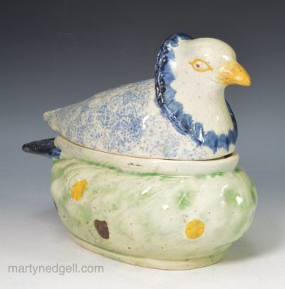 Pearlware pottery dove sauce tureen, circa 1800