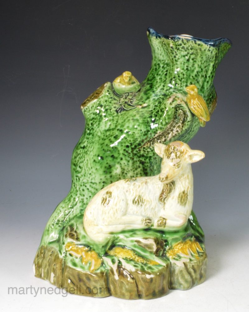 Pearlware pottery goat spill vase, circa 1780