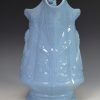 Commemorative blue pottery jug relief moulded with Peel and Cobden, circa 1850