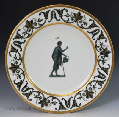 Derby porcelain plate painted with a classical figure, circa 1820
