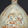 Pearlware pottery flask decorated with high fired enamels under the glaze, circa 1800