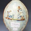 Pearlware pottery flask decorated with high fired enamels under the glaze, circa 1800