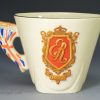 Pottery cup and saucer commemorating the forthcoming coronation of Edward VIII, in 1937, Burleigh Ware