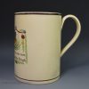 Large creamware pottery mug "God Speed the Plough". circa 1800. possibly a North East Pottery
