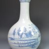 Liverpool delft guglet pained with a rural scene in blue, circa 1750