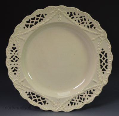 Creamware pottery pierced plate, circa 1780