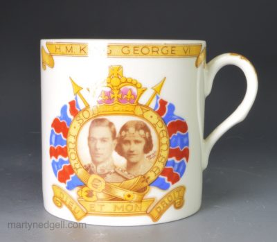 Shelley porcelain mug made to commemorate the coronation of George VI in 1937
