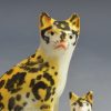 Staffordshire porcelain model of a cat and kitten, circa 1840