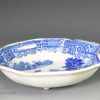 English pearlware pickle dish decorated with a blue transfer Chinoiserie print under the glaze, circa 1810
