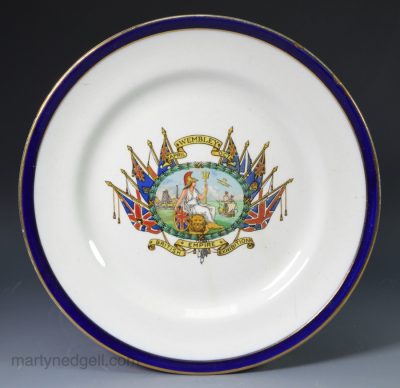 Commemorative pottery plate for The British Empire Exhibition at Wembley 1924-5, Cauldon pottery