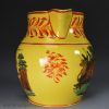 Canary yellow pottery jug decorated with Napoleonic period cartoons, circa 1812