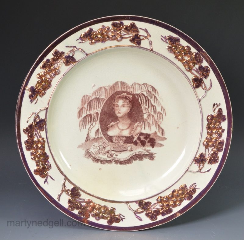 Pearlware pottery plate commemorating the death of Princess Charlotte in 1817