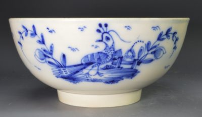 Pearlware pottery slop bowl decorated with underglaze blue, circa 1800