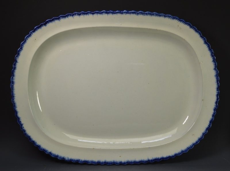 Pearlware pottery shell edge platter, circa 1800 one of three